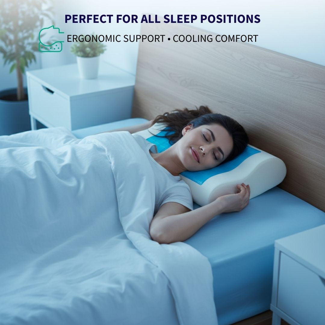 Person using an ergonomic cervical pillow for proper neck alignment while sleeping