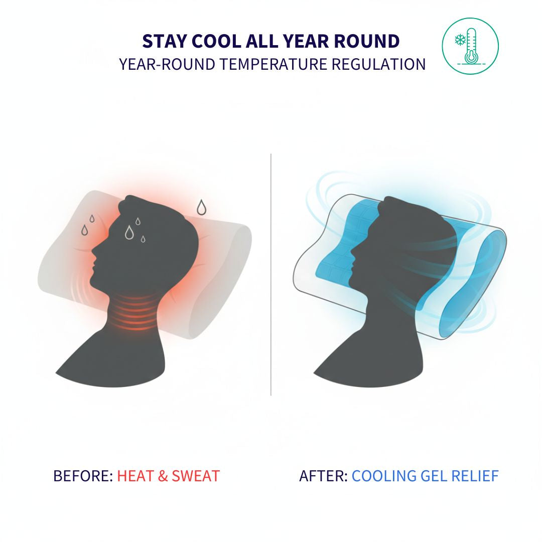 Gel memory foam cooling cervical pillow with breathable cover