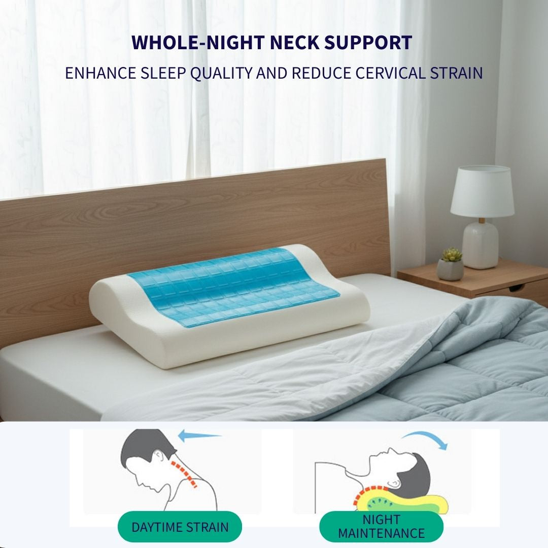 Gel memory foam cooling cervical pillow with ergonomic design