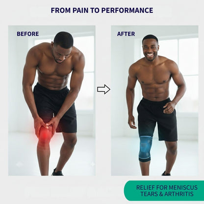 Meniscus-Shield knee brace close-up showing compression and support design