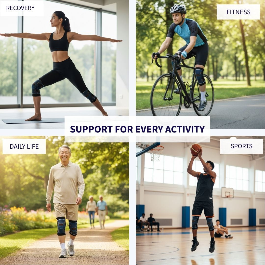 Meniscus-Shield knee brace detail showing adjustable straps and support