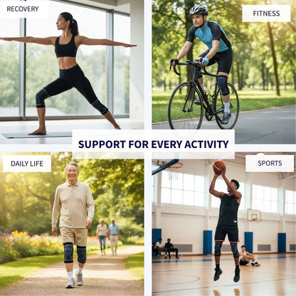 Meniscus-Shield knee brace detail showing adjustable straps and support