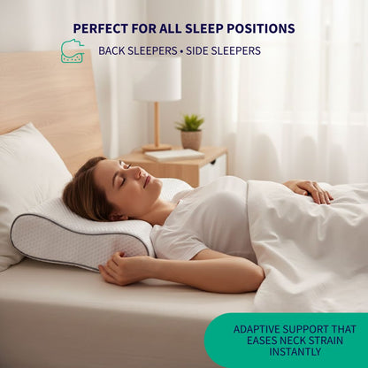 Person sleeping on a natural latex orthopaedic pillow for proper neck alignment