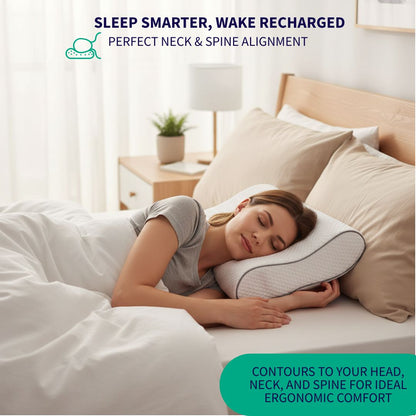 Natural latex orthopaedic pillow witha  contoured design for neck pain relief