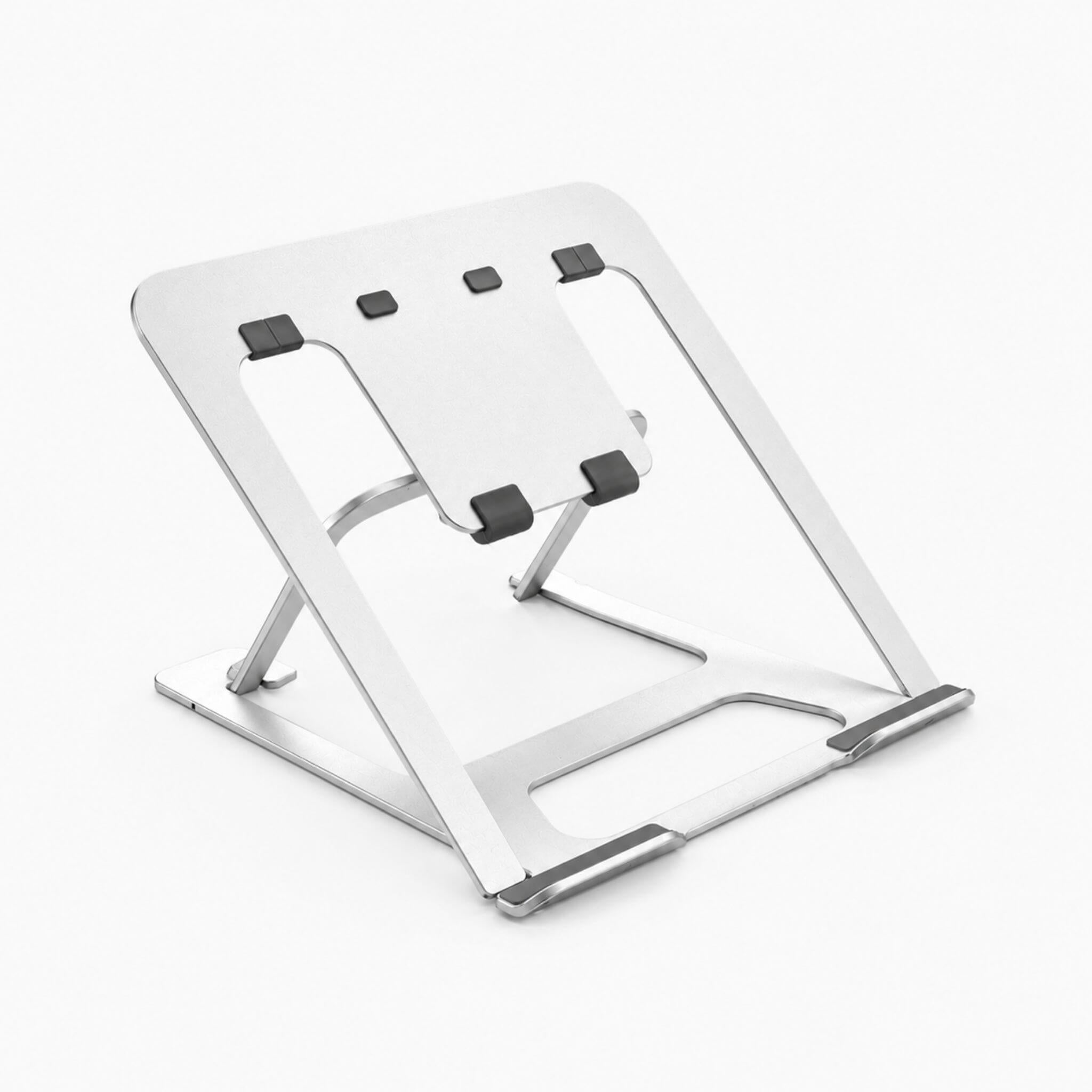 RelievoCare adjustable ergonomic laptop stand and riser for desks, shown on a clean white background.