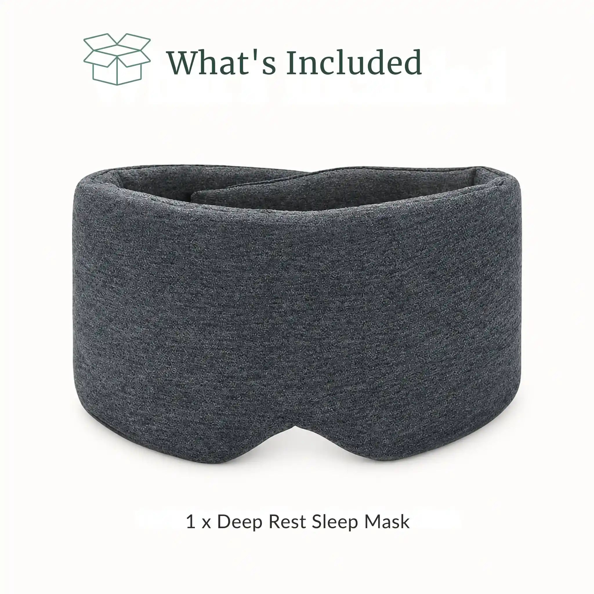 The RelievoCare Deep Rest Sleep Mask unboxed alongside its travel pouch and earplugs.