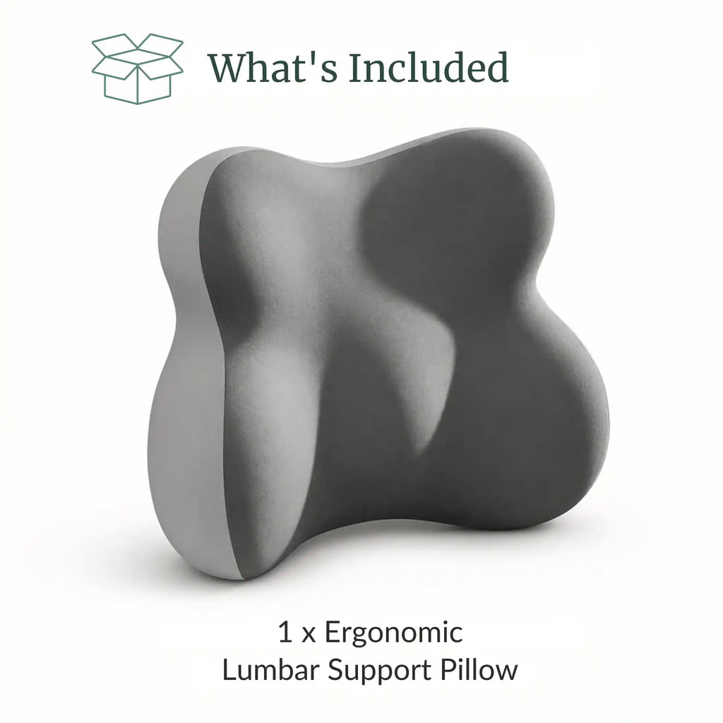 The RelievoCare Lumbar Support Pillow unboxed with its extension straps.