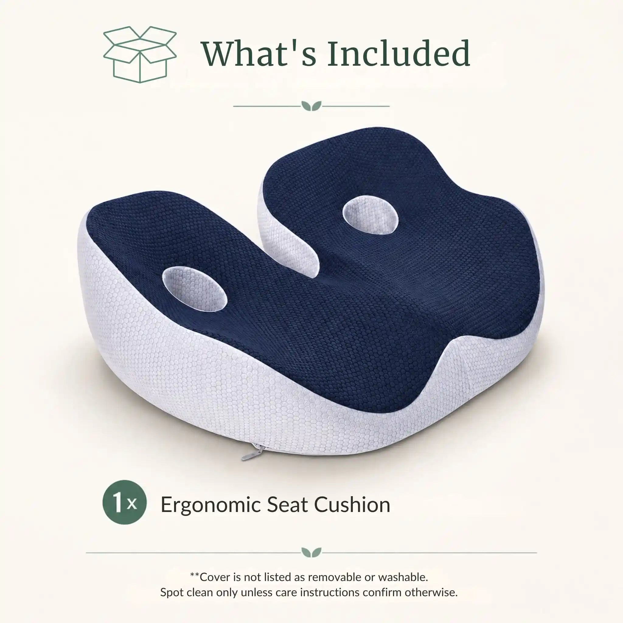 The RelievoCare Ergonomic Seat Cushion out of the box with product tags.