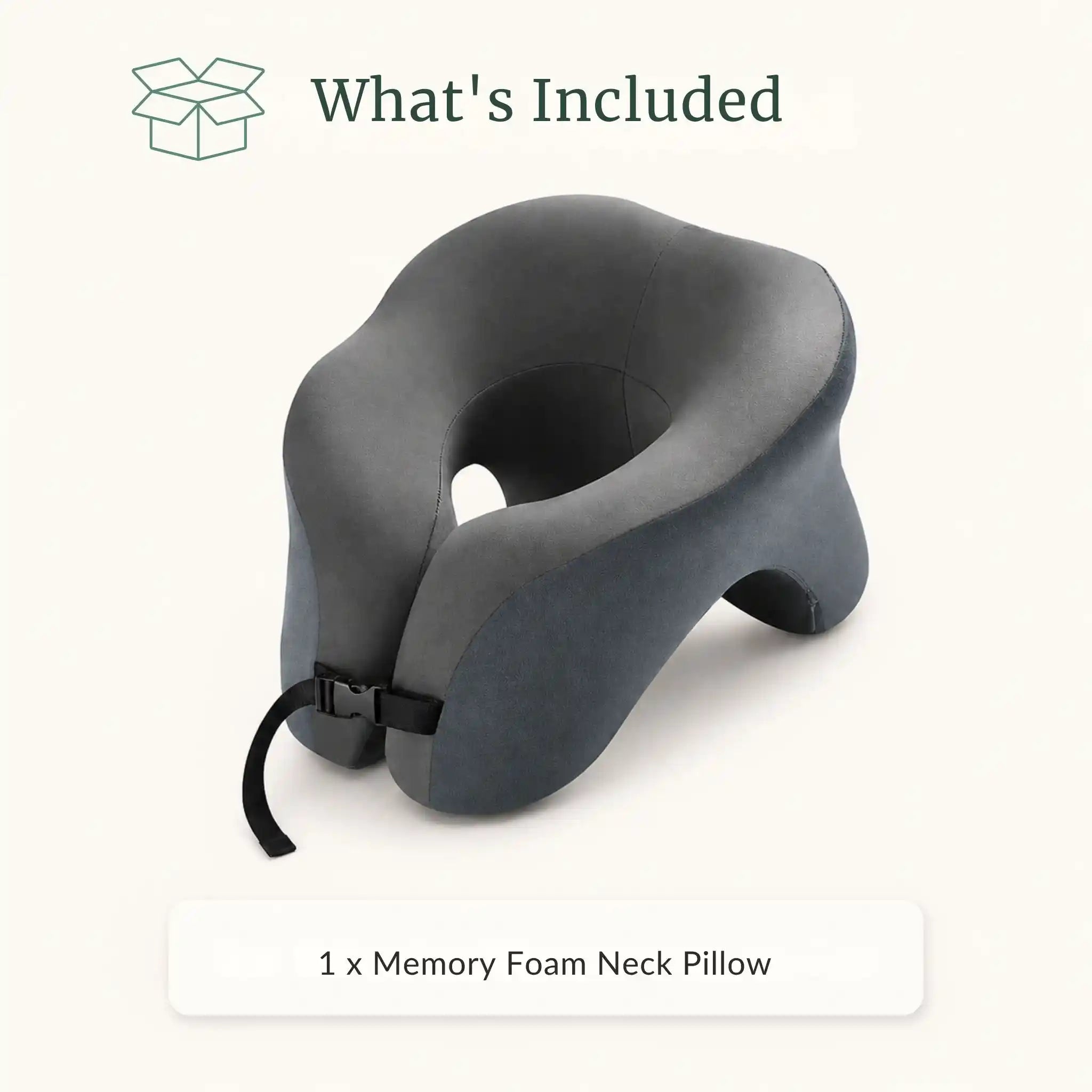 The RelievoCare Memory Foam Neck Pillow compressed inside its compact travel storage bag.