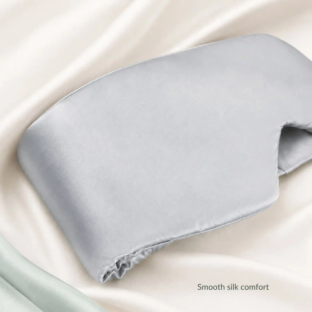 Ultra close-up showcasing the soft sheen and premium weave of the pure mulberry silk fabric.